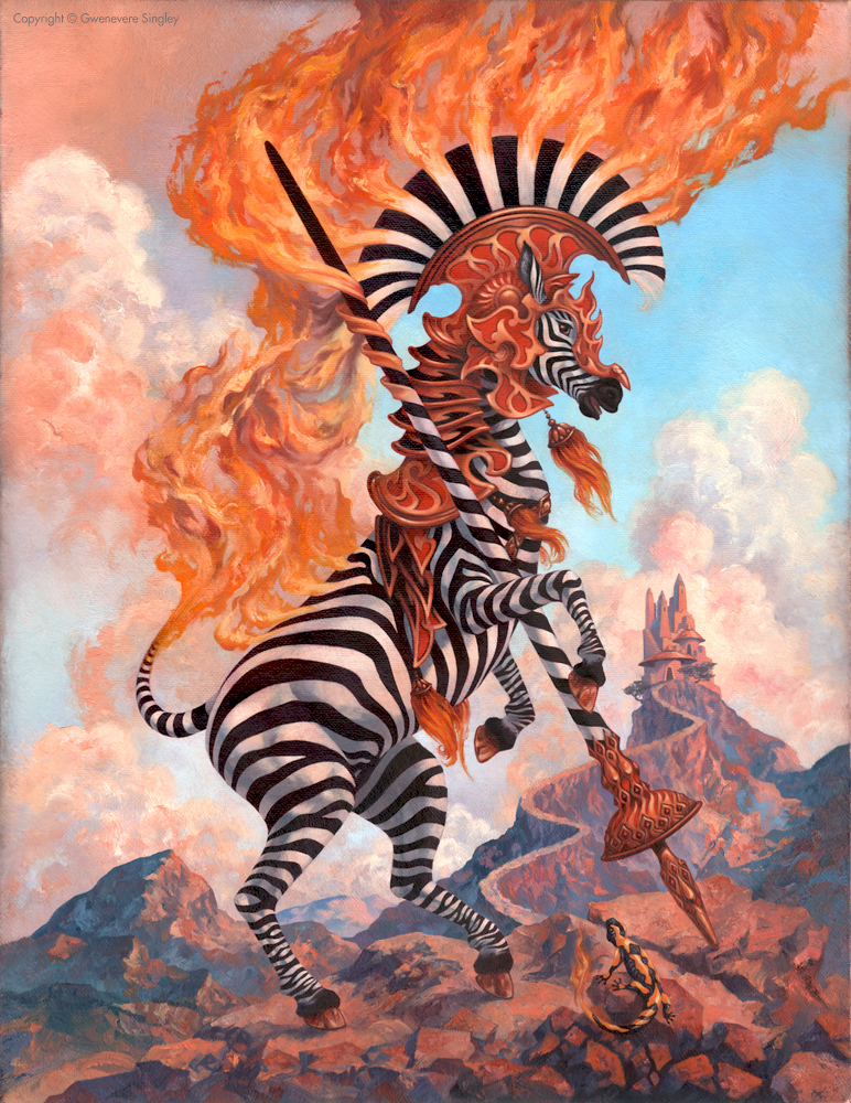 Zebra Knight of Wands